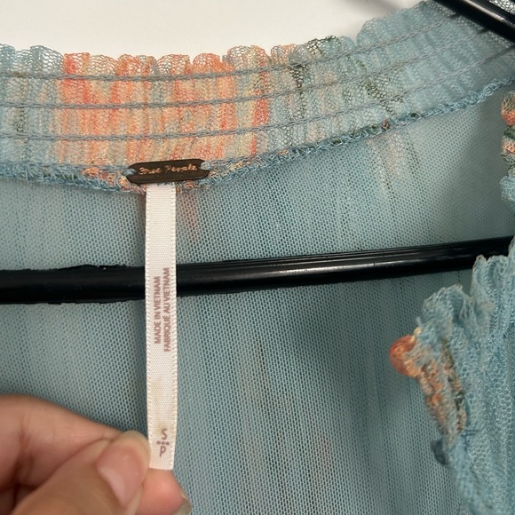 Free People Dhalia Tunic Blue and Orange Top Dress size small boho romantic - Picture 9 of 16